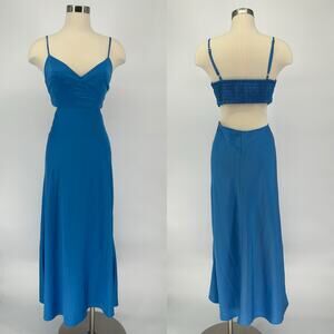 A.L.C Blue Blakely Satin Midi Dress – Size 10 – Good Condition